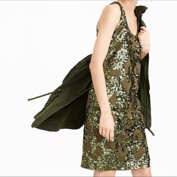 J. Crew Dresses & Skirts - Beautiful J. Crew Olive Green Sequin Dress